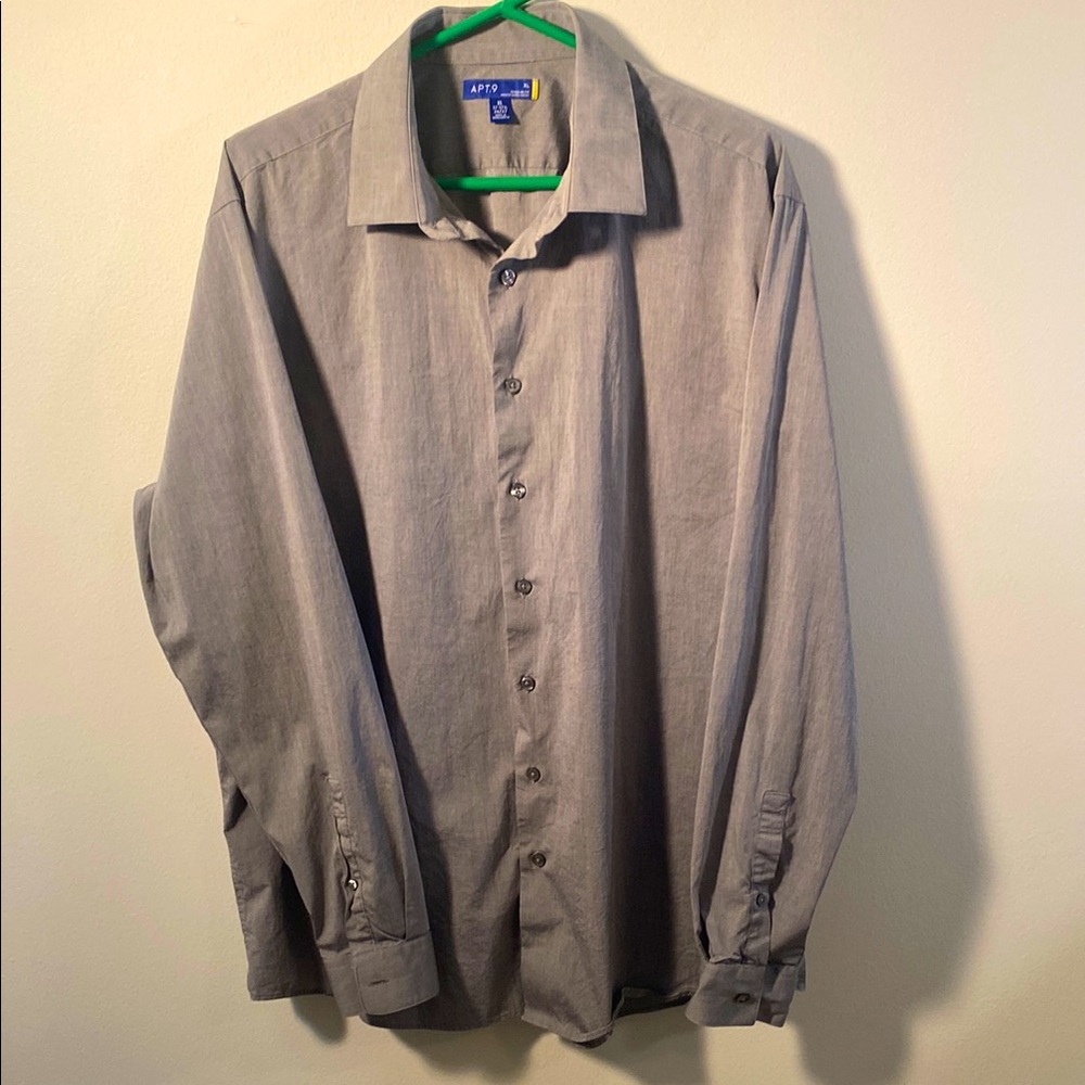 Apt. 9 Gray Casual Button Down Shirt Relaxed Fit